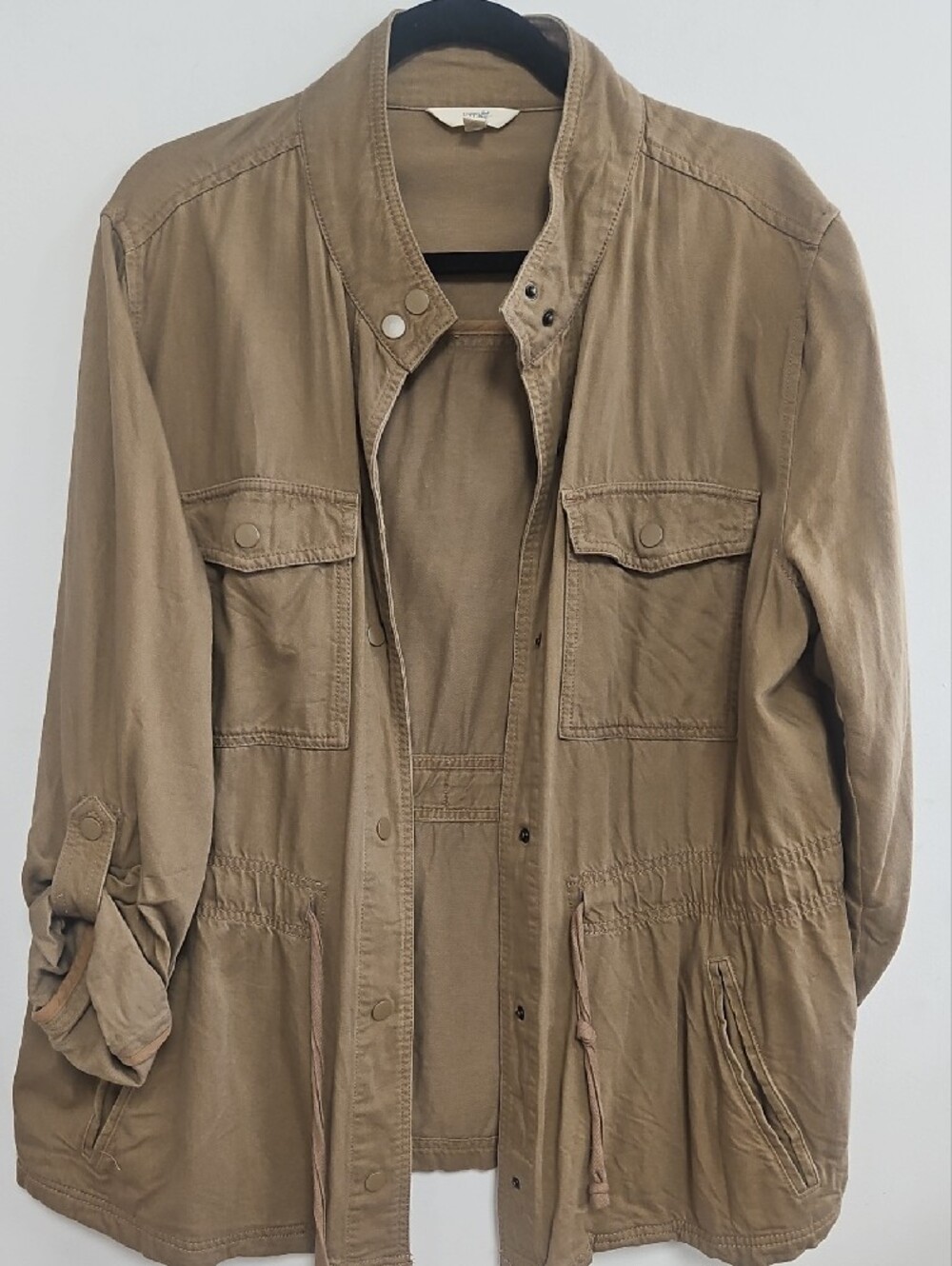 Terra & Sky Tan Utility Drawstring Jacket